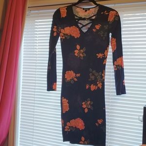 Navy Sheer Mid-length Dress